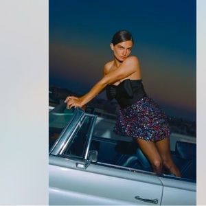 Anthropologie NWT Sequined Bow-Tie Mini Dress Size 14W.